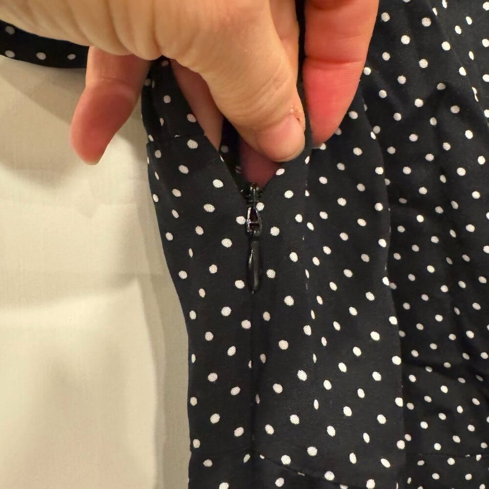 Zara Front Cut Out Polka Dot Front Slit Midi Black and White Dress - medium - Picture 6 of 10